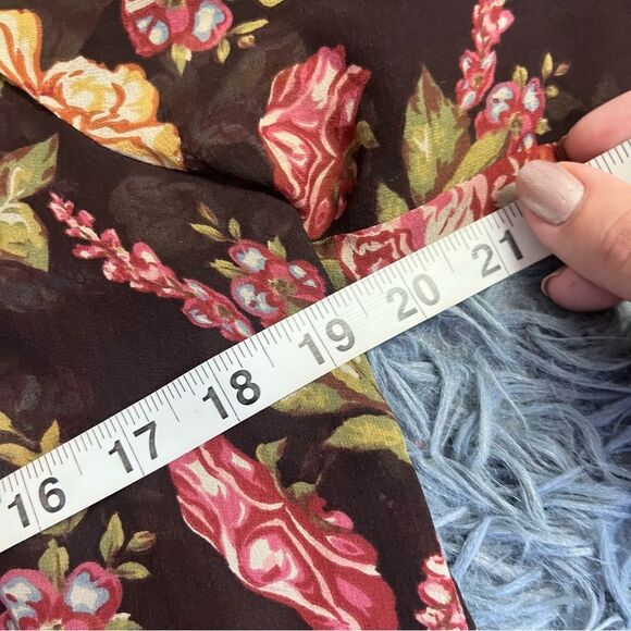 CAbi Sheer Silk Floral Pintucked Velvet Buttoned Shirt Brown Size M - Picture 5 of 7